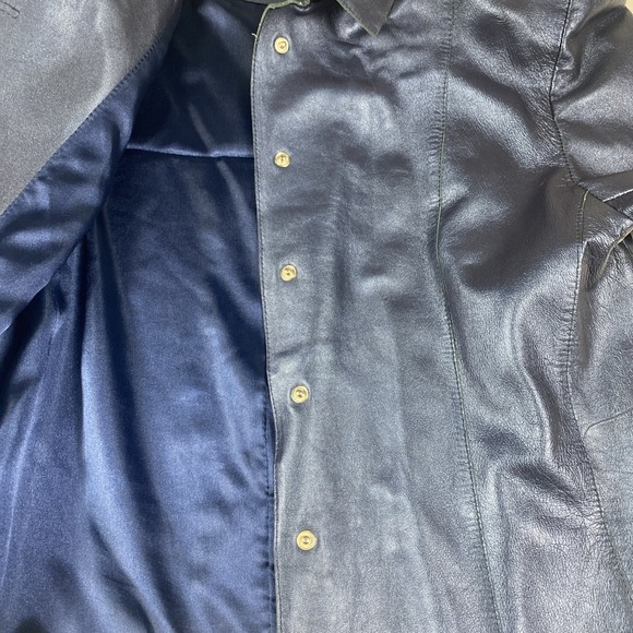 Amiri Quality Leather Medium Midnight Blue Women's Jacket - Picture 7 of 13